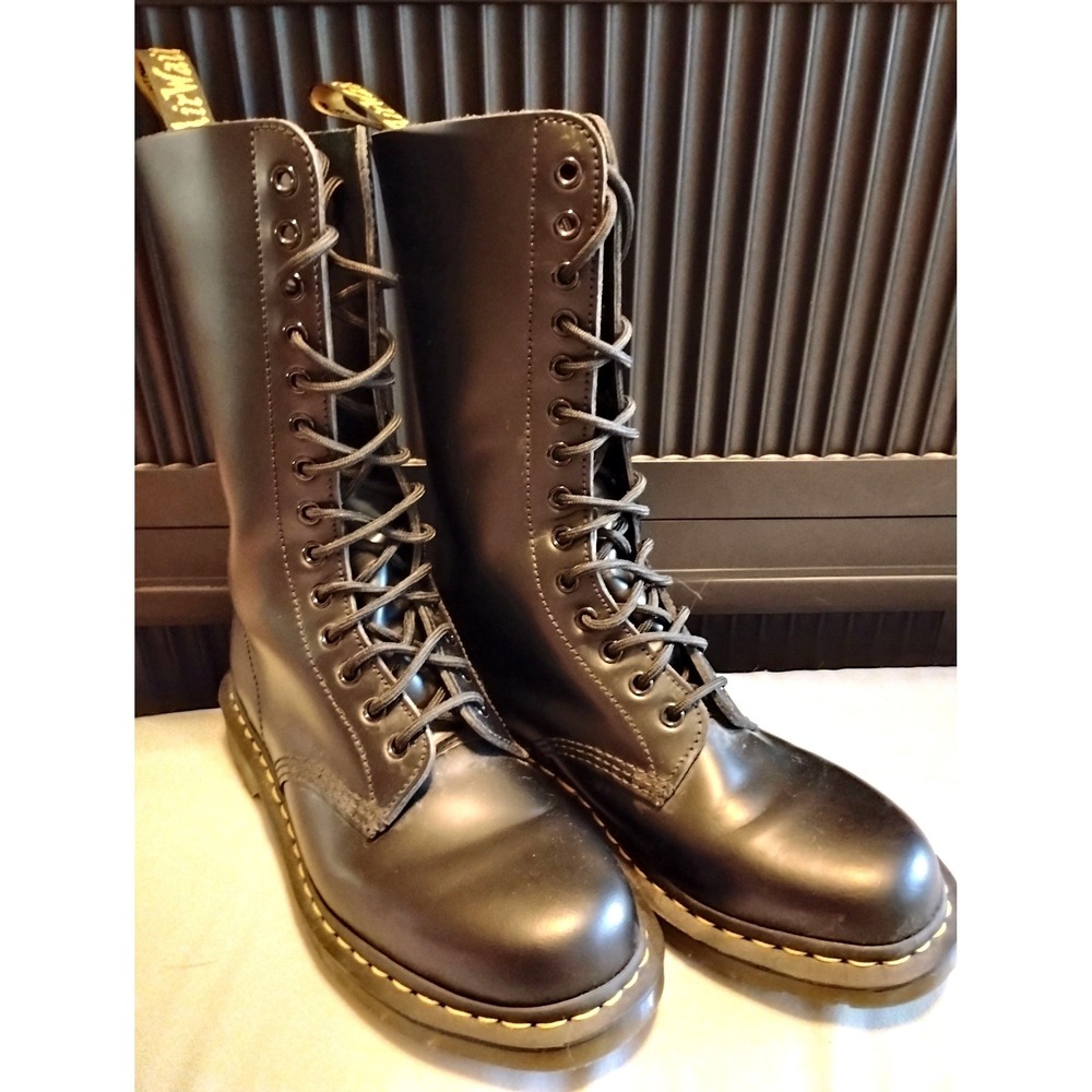 ▪️Dr. Martens 1914 Black Leather 14-Eye Tall Boots Size 8/9 grunge goth punk